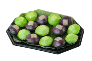 ube and pandan steamed cake